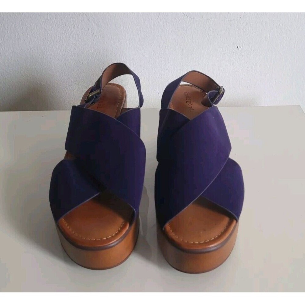 Indigo Rd. Women's Fayina Open Toe Casual Wedge Dark Blue Sandals Size 9.5M